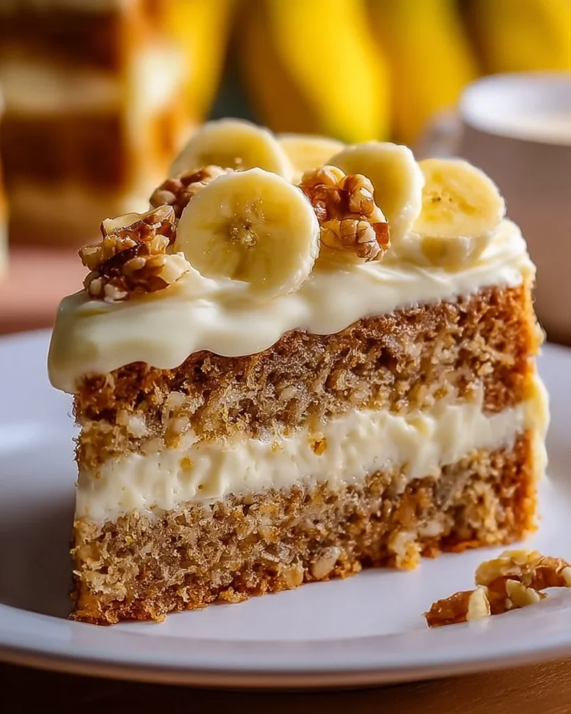 Delicious banana cake with creamy filling
