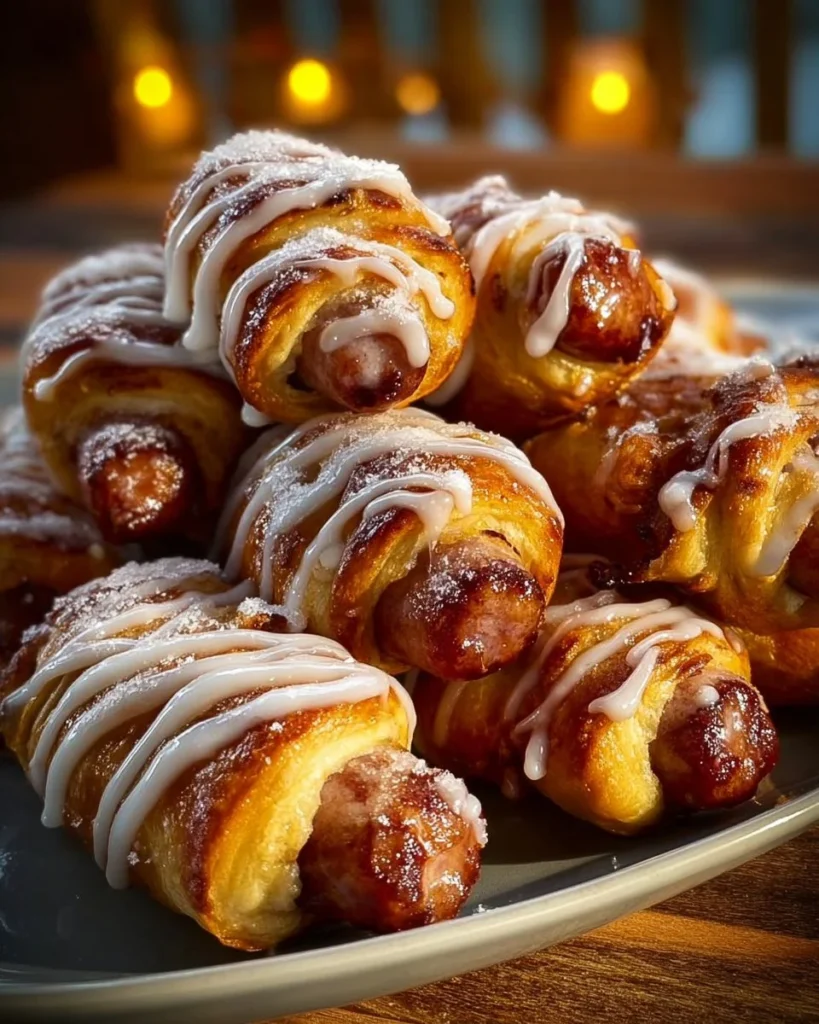 Delicious Breakfast Pigs wrapped in Cinnamon Rolls ready to serve