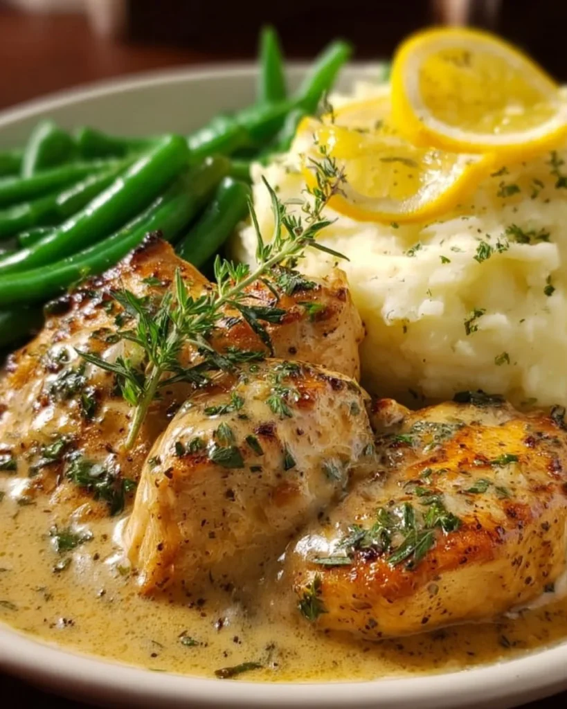 Creamy garlic chicken pan recipe with tender chicken in garlic sauce