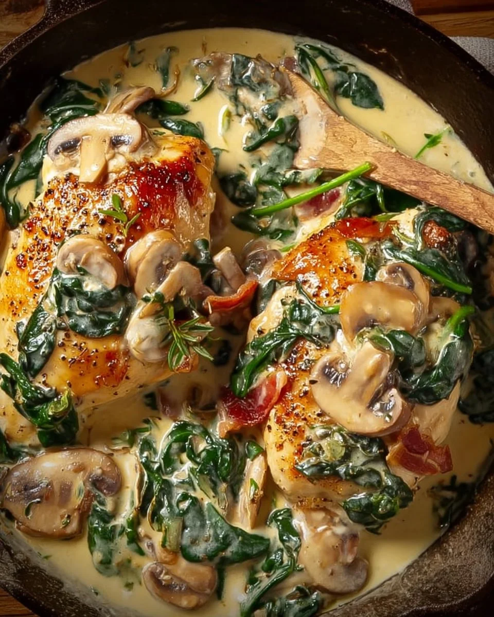 Creamy Garlic Mushroom & Spinach Chicken
