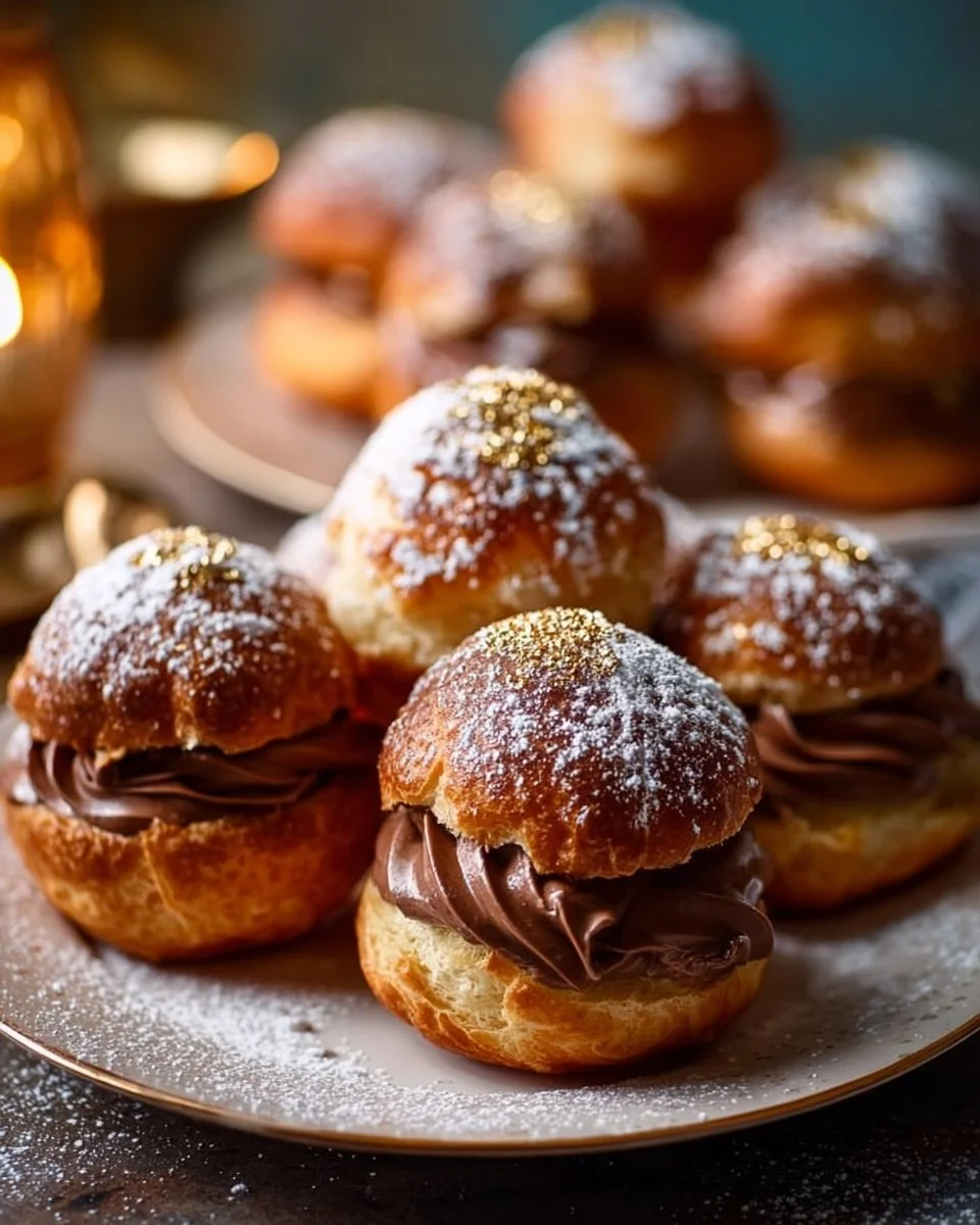 Gold Dusted Chocolate Profiteroles