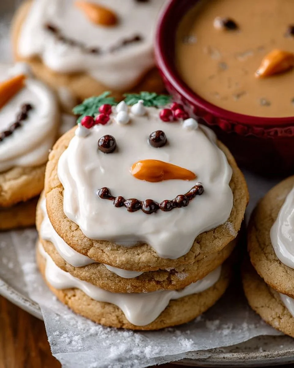 Melted Snowman Peanut Butter Cookies