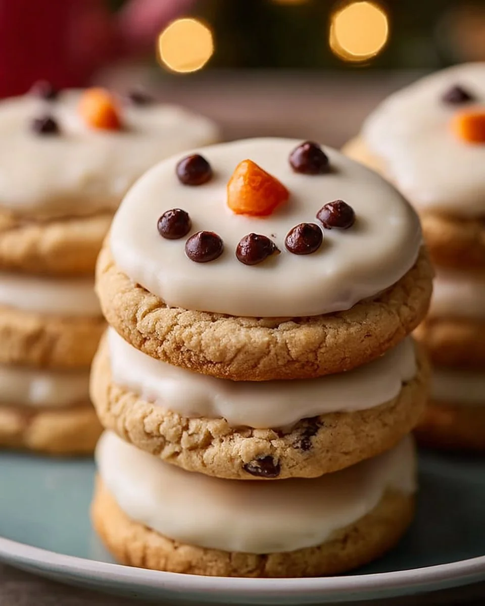 Melted Snowman Peanut Butter Cookies