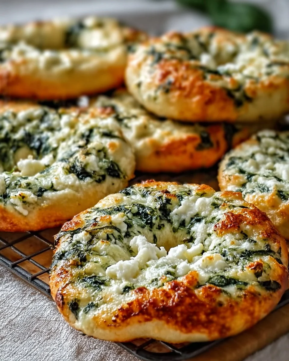 Spinach Cottage Cheese Bagels