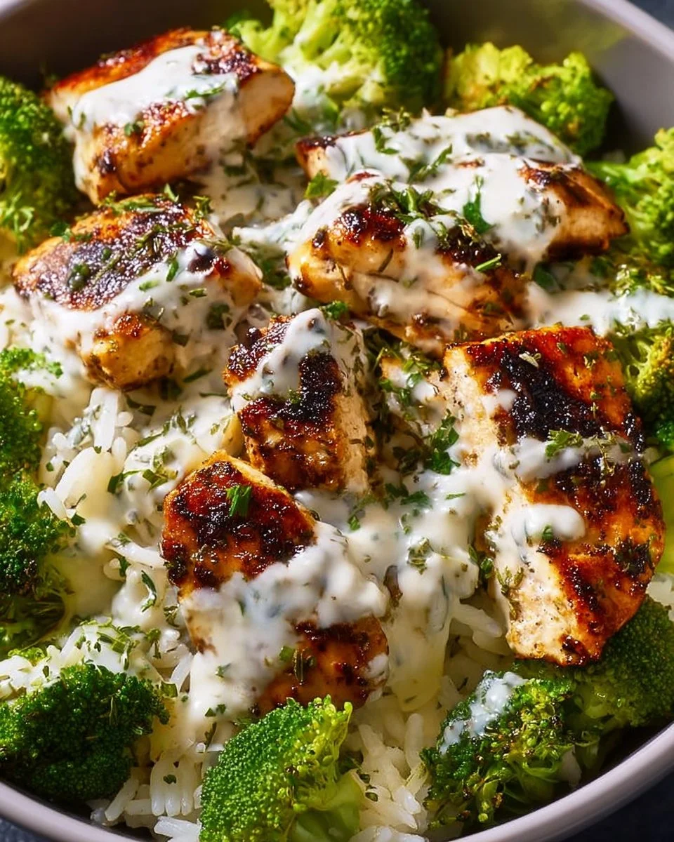 Creamy Garlic Chicken and Broccoli Bowls