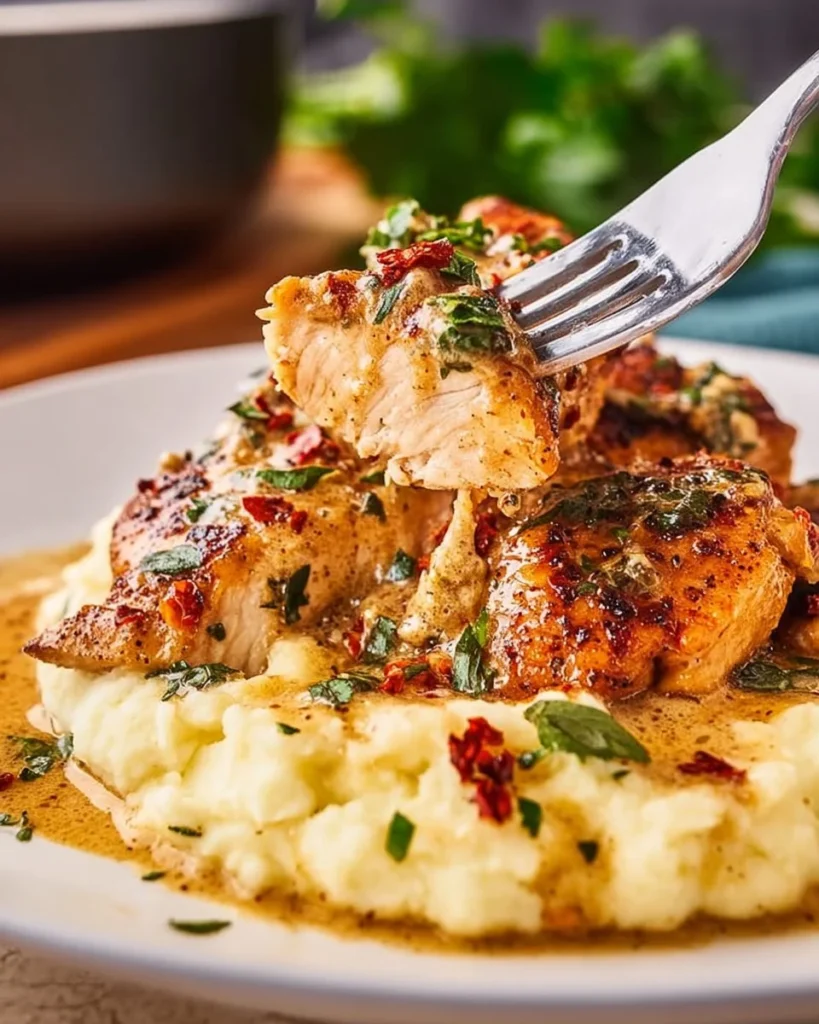 Creamy Garlic Marry Me Chicken served with herbs and vegetables