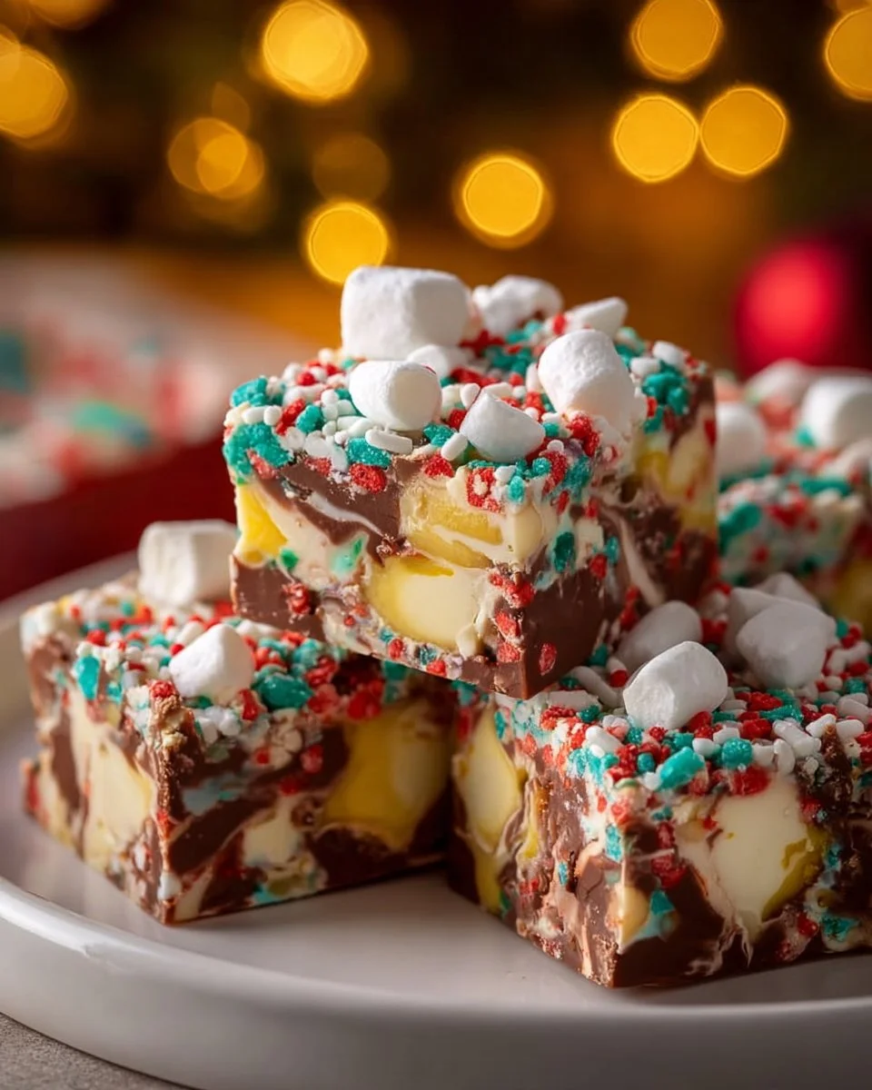 Easy Christmas Fudge with Sprinkles