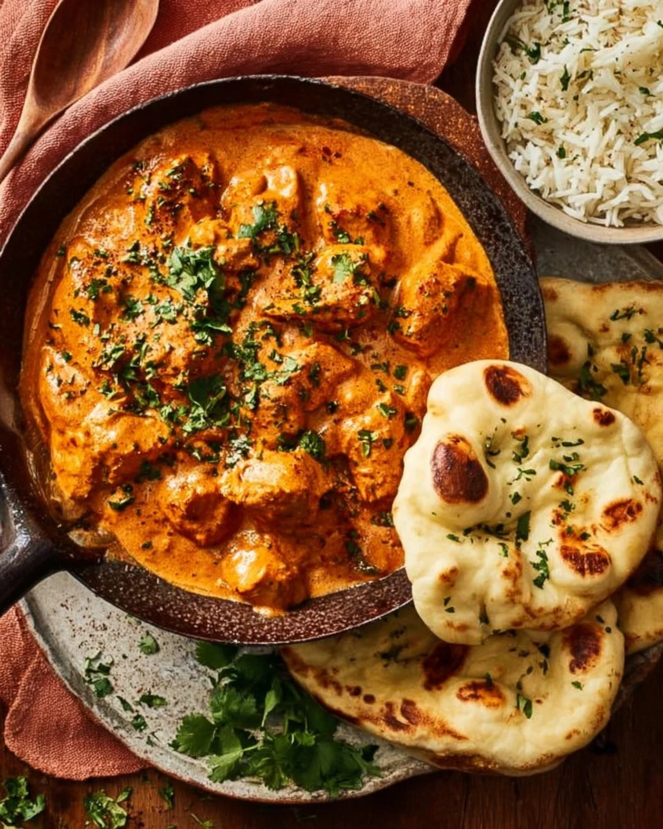 Easy & Creamy Homemade Butter Chicken with Naan Bread