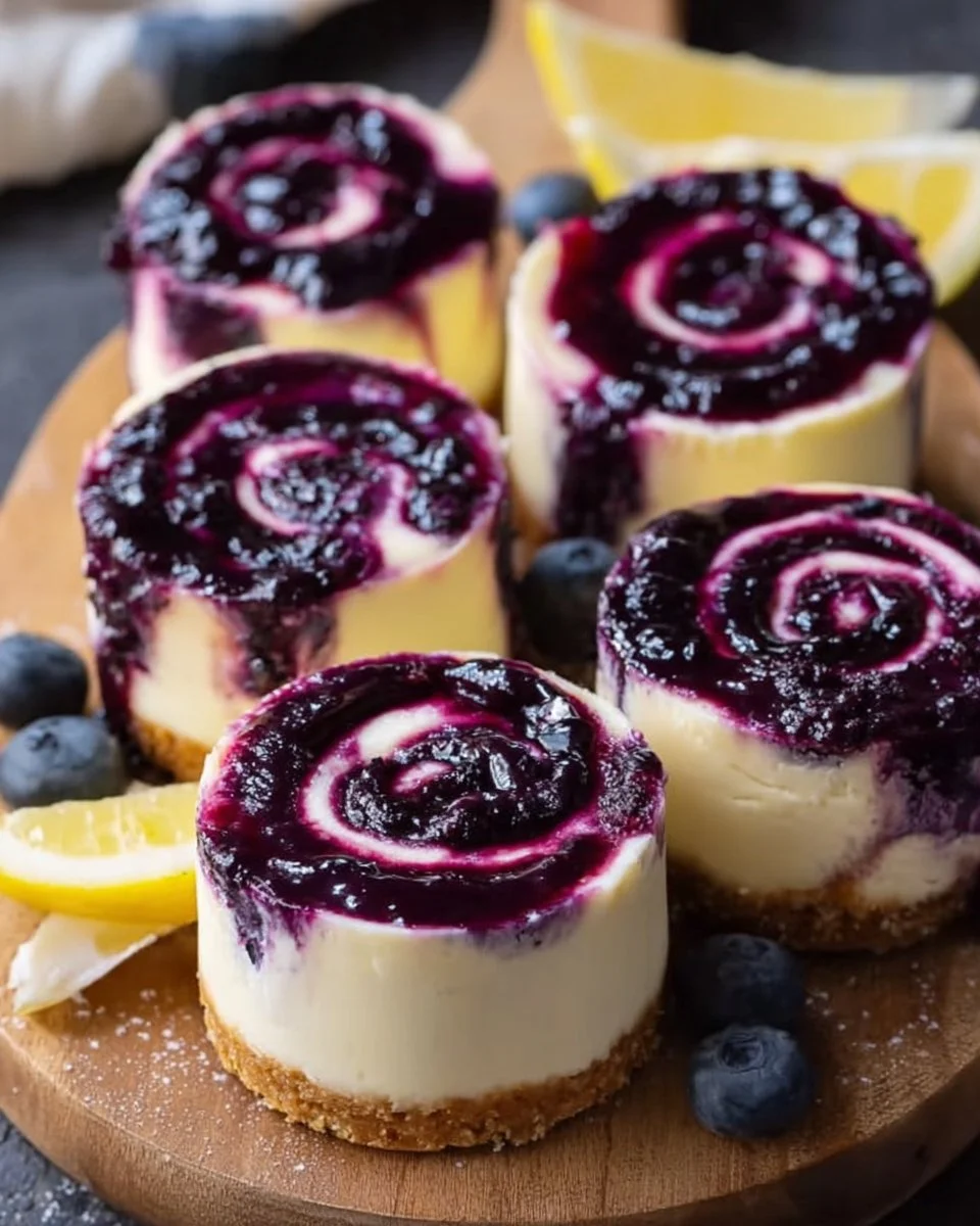 Mini Lemon Blueberry Cheesecakes