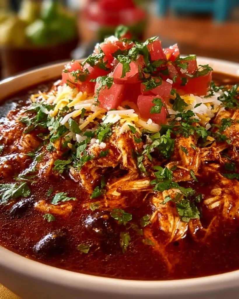 Juicy Salsa Chicken garnished with fresh herbs and served with rice