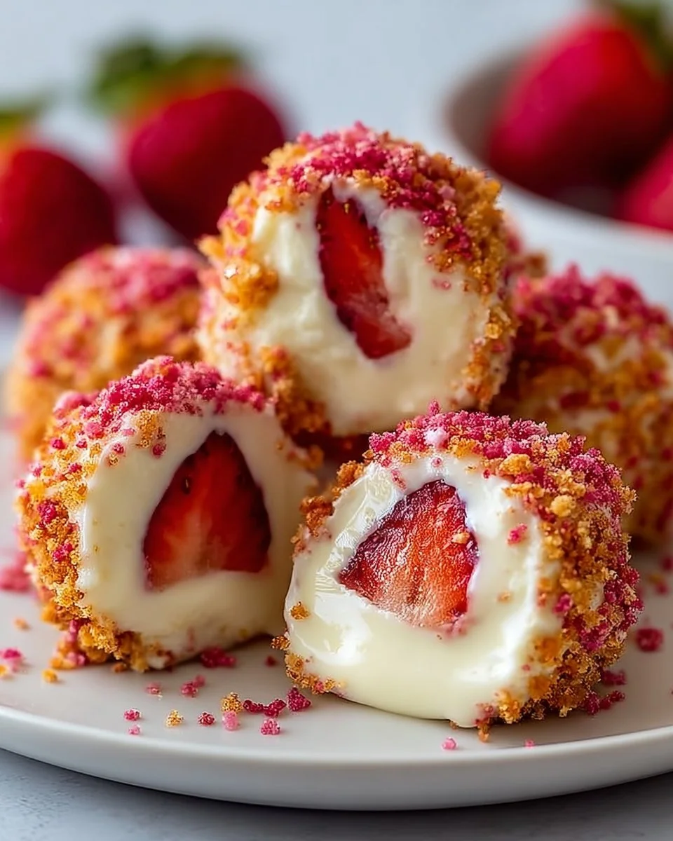 Strawberry Crunch Cheesecake Bites