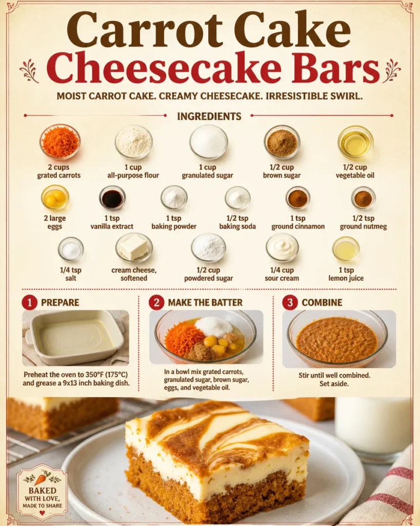 Delicious carrot cake cheesecake bars served with cream cheese frosting