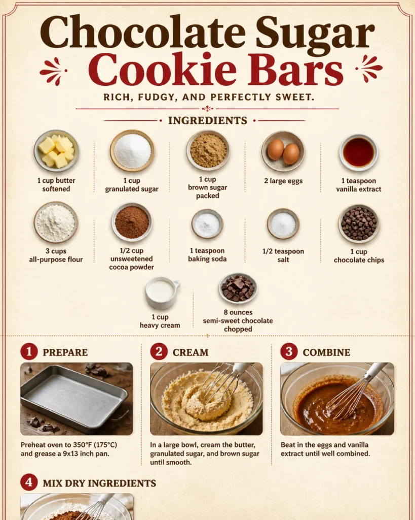 Delicious chocolate sugar cookie bars on a plate