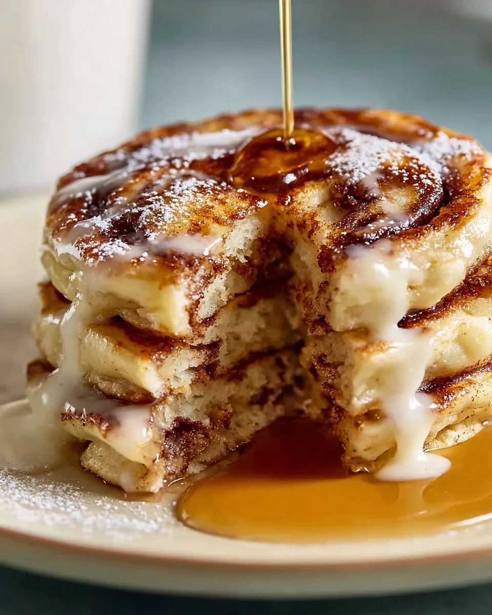 Easy Fluffy Cinnamon Roll Pancakes