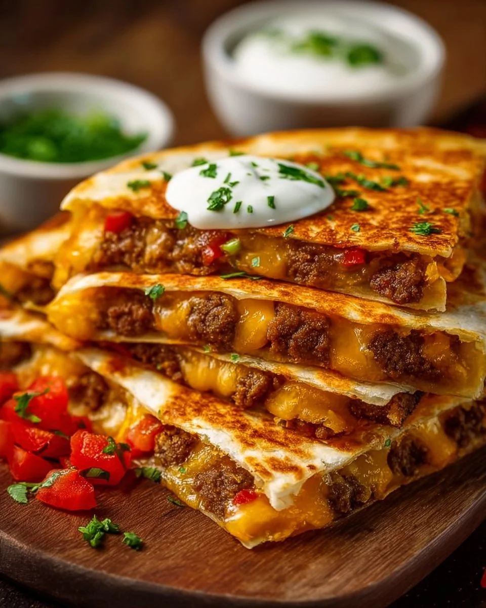 Low Calorie Cheeseburger Quesadilla