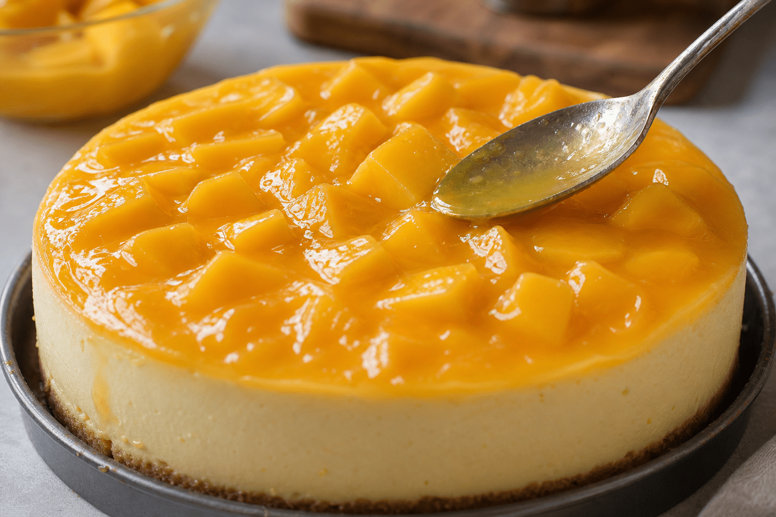 Process photo for Mango Cheesecake Recipe - Creamy, Tropical Delight