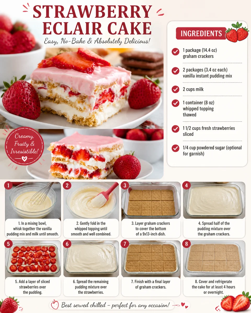 Strawberry Eclair Cake